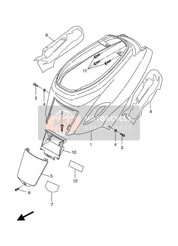 Yamaha CW50N BWS 2004 Coperchio laterale per un 2004 Yamaha CW50N BWS